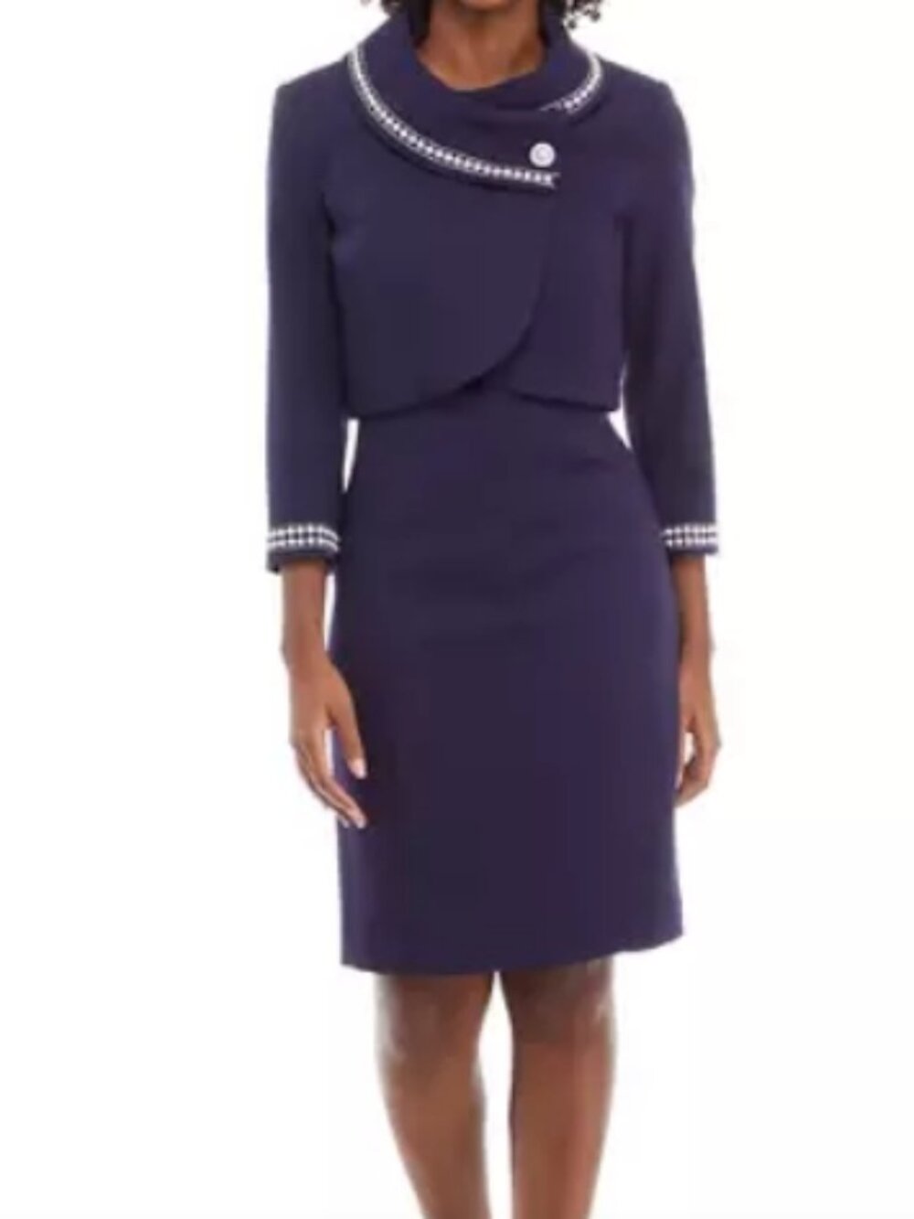 Tahari ASL embellished cocktail skirt suit Size 10, Midnight Blue